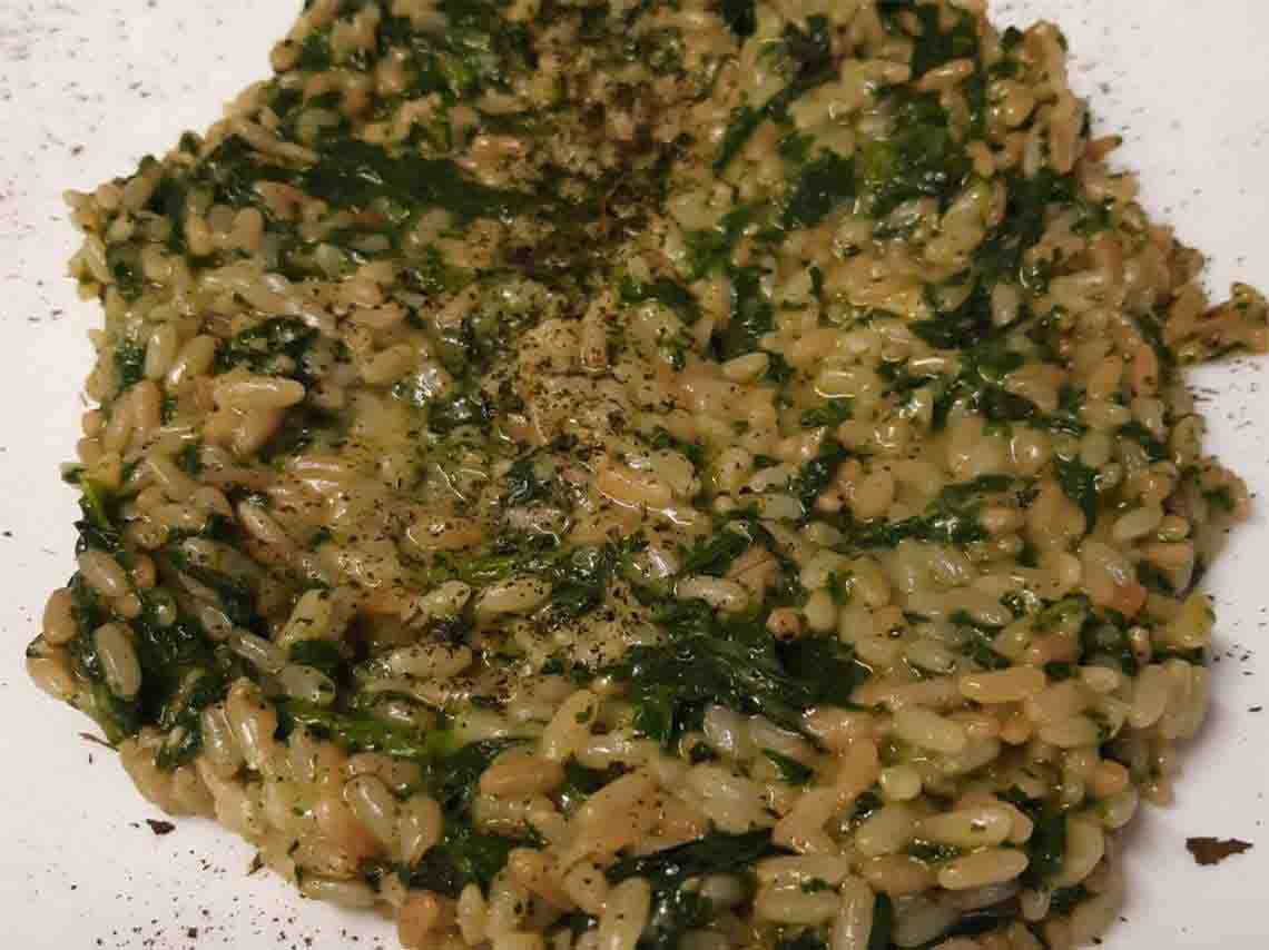 Risotto with wild herbs, a vegetarian and vegan dish